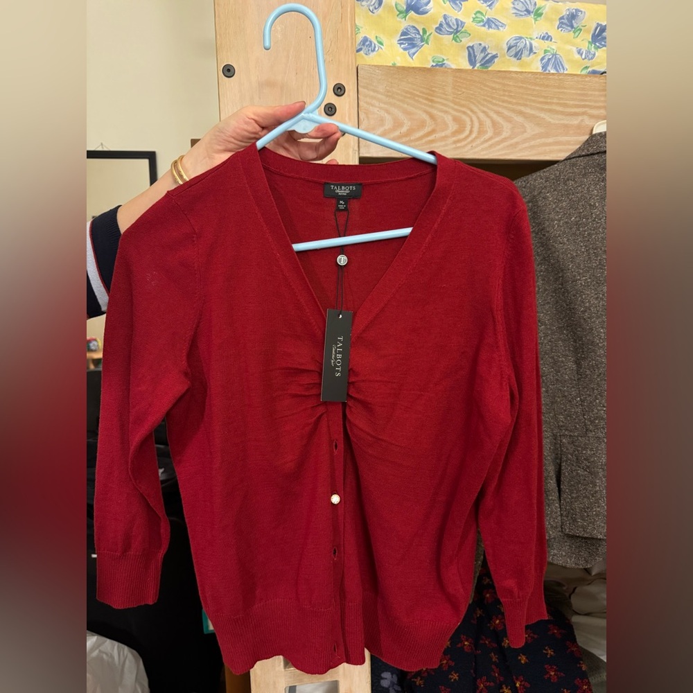 Talbots Classic Red V-Neck Cardigan